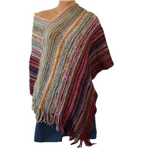 Northern Angel Women Sm/Med Poncho 100% Acrylic Hippie Fairy Free Spirited Color